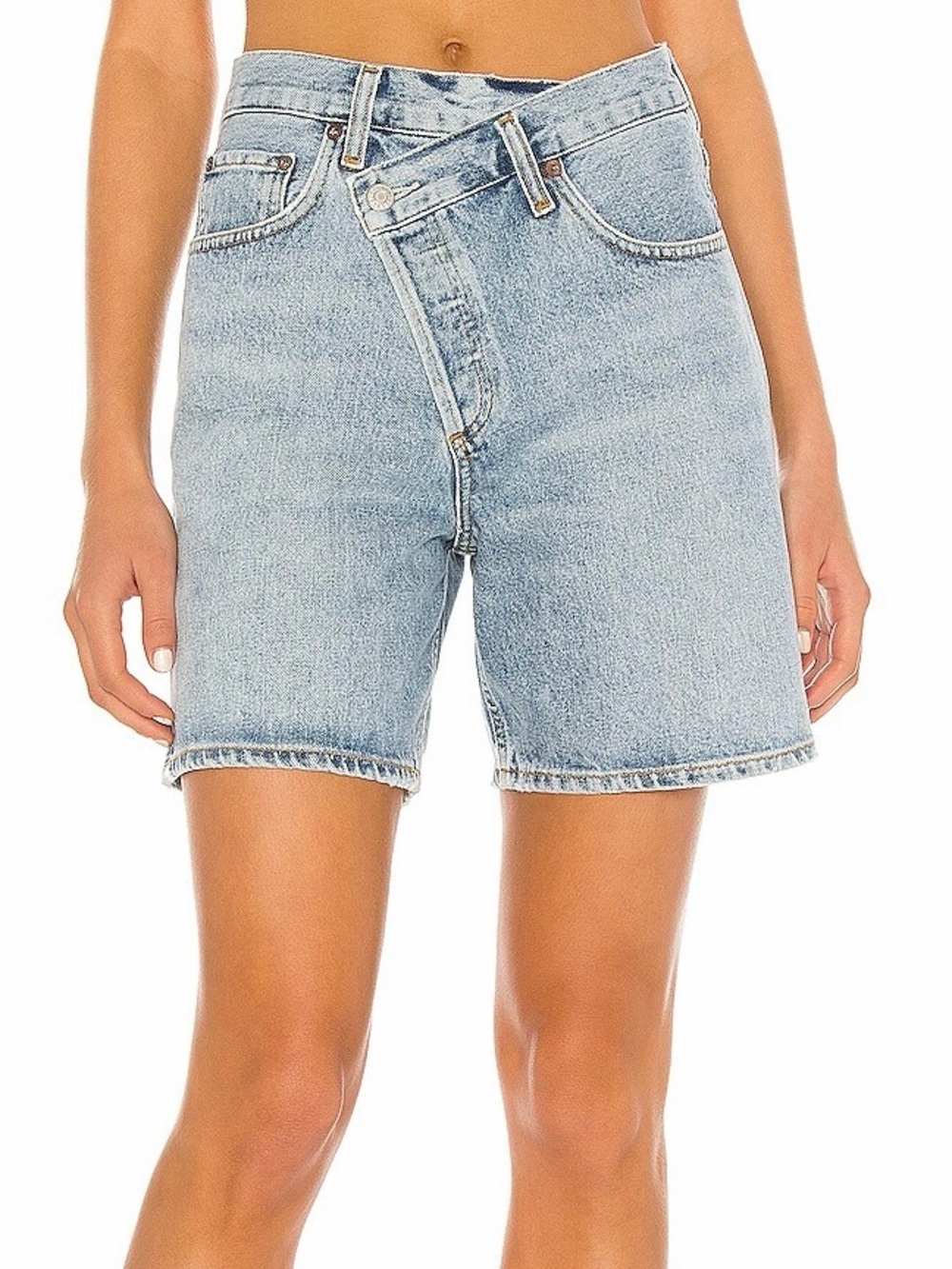 AGOLDE Criss Cross High-Rise Denim Shorts Blue Jean Short Sz 25